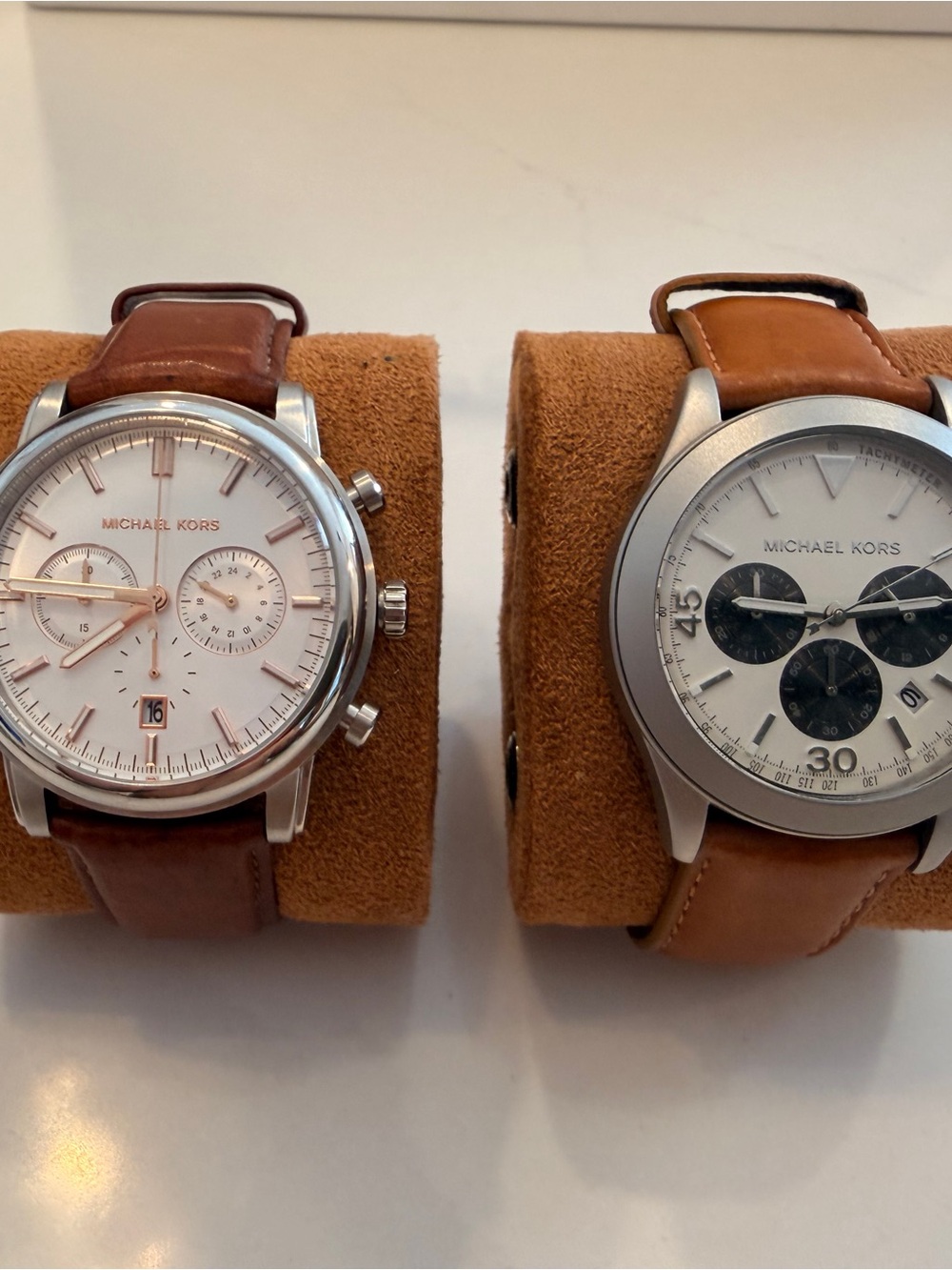 Set of 2 Michael Kors Men's Brown Leather strap Watches